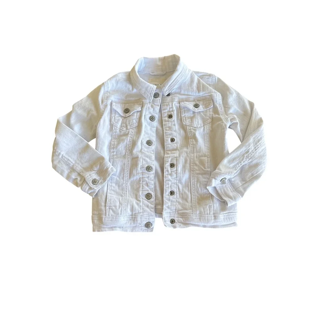 Copper Key White Denim Trucker Jacket Girls Size 6 Stretch Cotton F94BC300X - Picture 1 of 7
